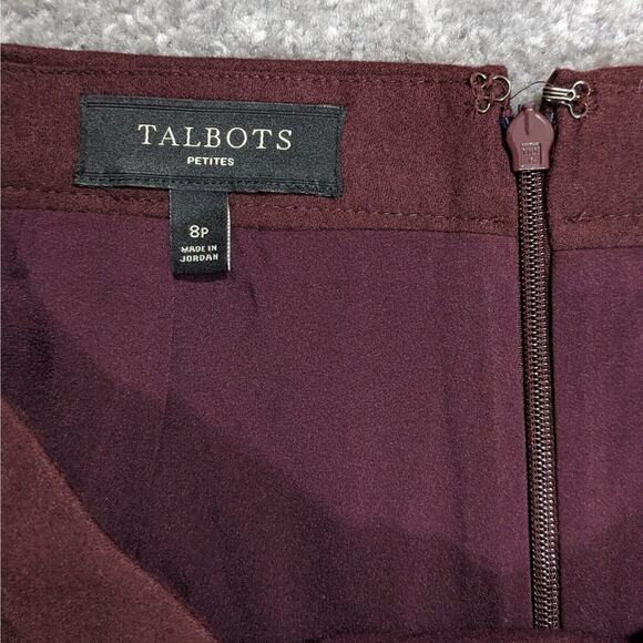 Talbots Pencil Skirt Women Size 8P Red Ruffled Lined Slit Knee Length Career - Picture 2 of 10